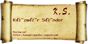 Kázmér Sándor névjegykártya